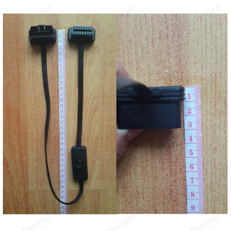Черный 16 Pin плоский тонкий OBD2 elm327 мужчин и женщин адаптер расширение с выключателем 60 см автомобиля диагностический инструмент