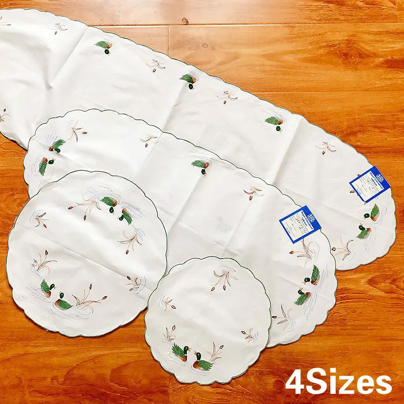 

Pastoral Cotton Lace Round Oval Embroidered Tablecloth Table Runner Tea Coffee Cup Coaster Mat Pad Cloth Wedding Banquet Decor