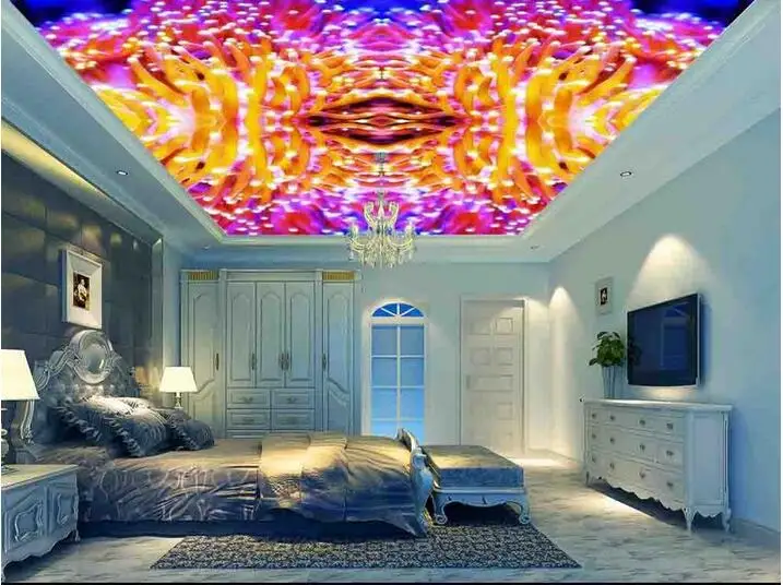 

Custom photo background 3d ceiling murals wallpaper Non-woven room decoration painting Colorful coral wallpaper for walls 3d