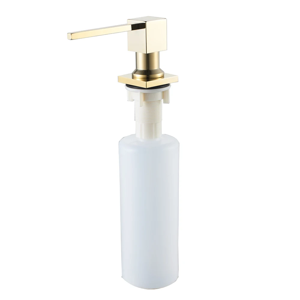 Kaufen Küche Waschbecken Zubehör Shampoo Dispenser Set Gold Messing Luquid Seife Dispenser 350 ml Waschbecken mit Waschmittel Flasche Drücken