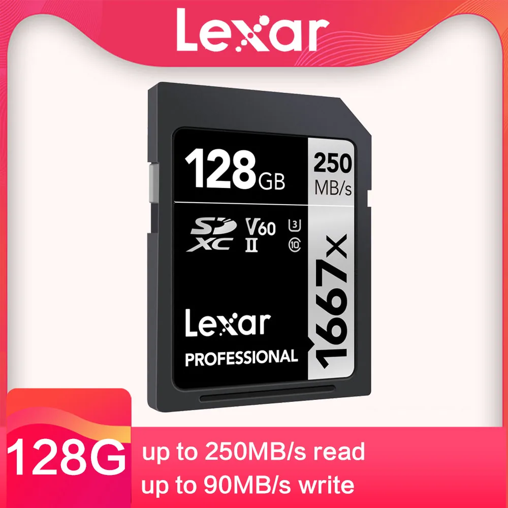 Оригинальная SD карта Lexar 1667X250 Мб/с 65 ГБ 128 ГБ 256 ГБ SD класс 10 UHS-II U3 SDHC SDXC карта памяти камеры