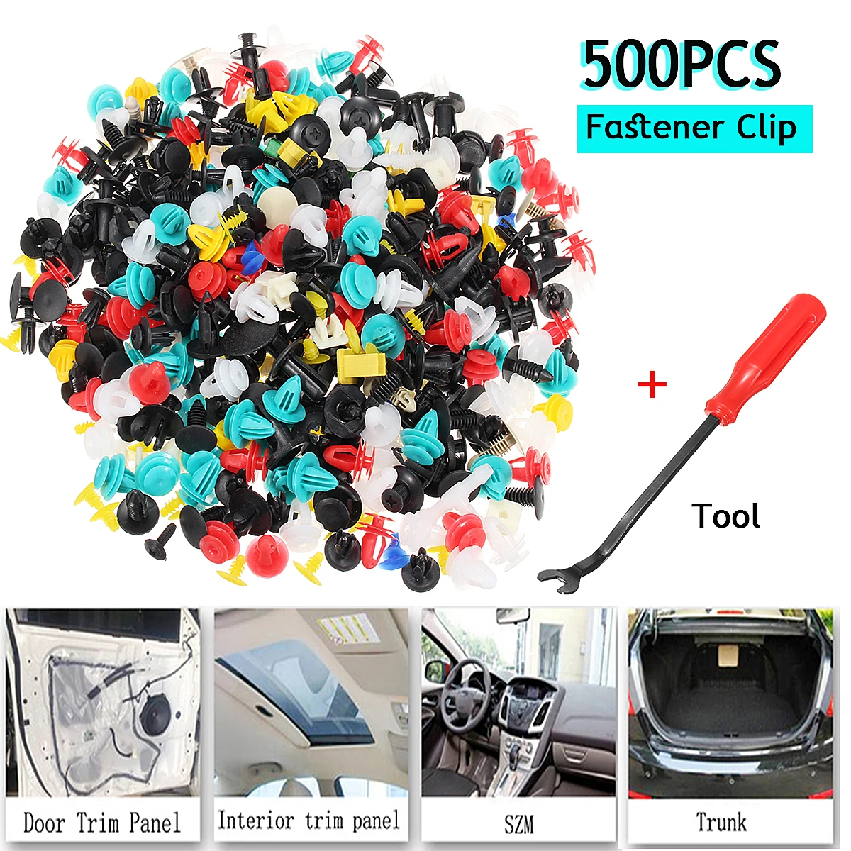 

500Pcs Mixed Car Rivet Fastener Push Door Panel Bumper w/Tool for BMW E53 E60 E61 E39 E46 E52 E63 E90 F30 F10 X3 X5 X6 M 125i