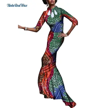 

2019 African Clothes Bazin Riche African Print Long Dresses for Women 100% Cotton Water Drop Patchwork Dresses Vestidos WY698