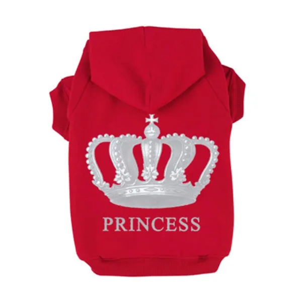 Толстовка с капюшоном с изображением короны для собак; свитер принцессы с принтом для собак; свитера для домашних животных; осенне-зимняя одежда; одежда с капюшоном для собак