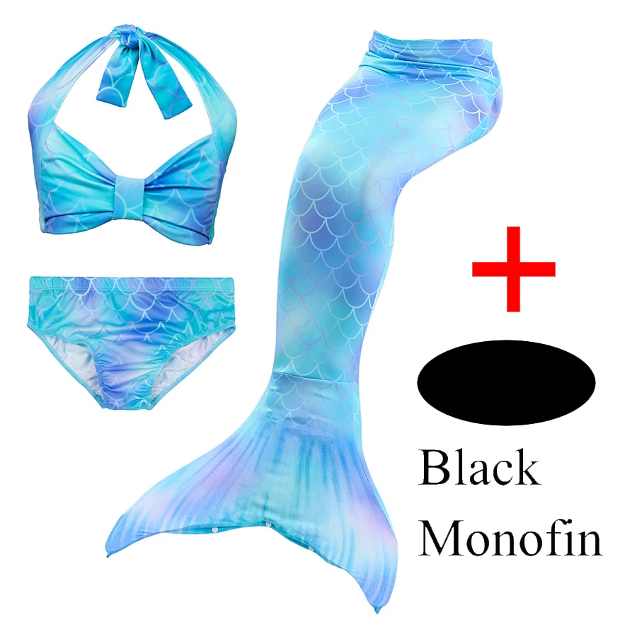 

New Style Mermaid Tails Set with Monofin, Kids Swimming Flipper Colorful Mermaid Swimwear, Children Diving Fins