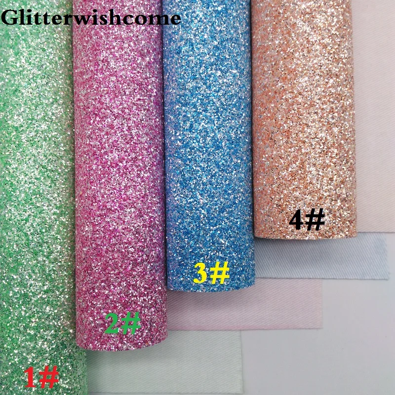 Glitterwishcome 21X29 см A4 Размеры синтетическая кожа, флуоресцентный с эффектом блестящей кожи тканевый Виниловый фон для банты, GM045A