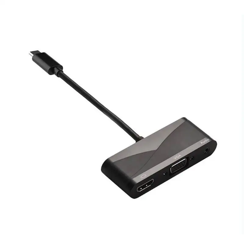 USB C Тип C к HDMI VGA 3,5 мм аудио адаптер 4 в 1 USB 2,0 USB-C конвертер кабель для ноутбука Macbook для смартфонов