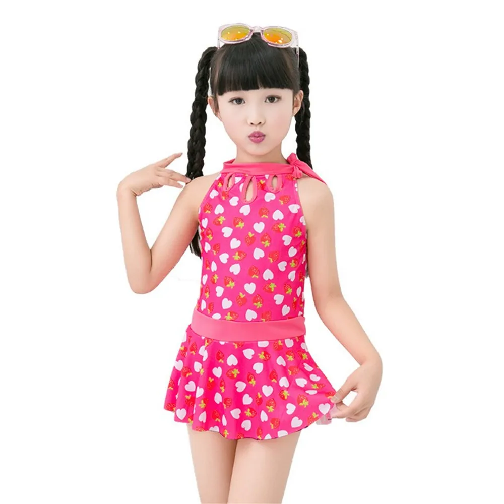 2018 Cute Girls Cartoon Printing Swimsuit Two Piece Chilidren Swimwear 