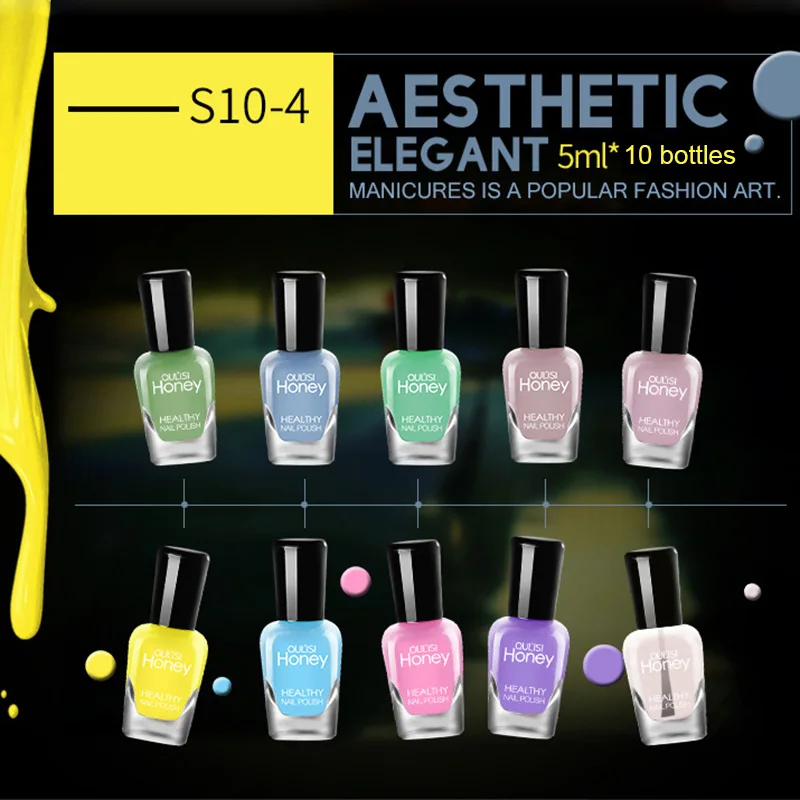 

2018 10 Pcs/Set Nail Polish Pure Color Soak Off Nail Gel Art Lacquer Semi Permanent Manuicure Varnish
