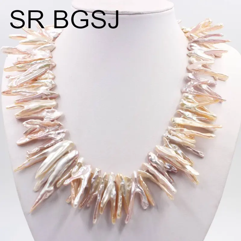 

Free Shipping 25-50mm Natural Pink Purple Double Branch Freshwater Pearl Knot Wedding Jewelry Necklace 18"
