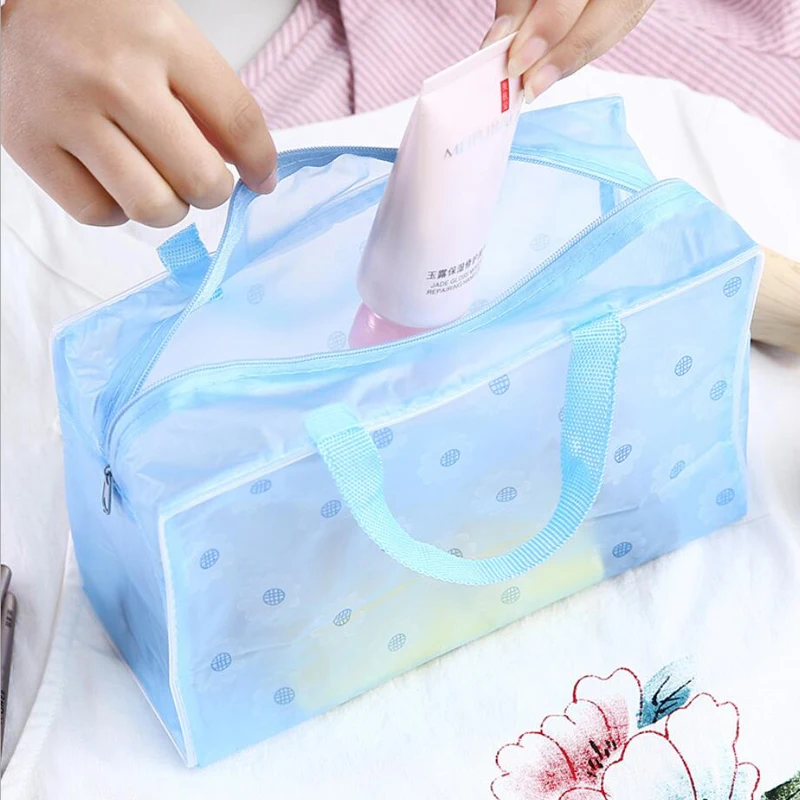

Portable Waterproof Transparent Makeup Bag Fashion Zipper Cosmetic Organizer Women Travel Toiletry Bag