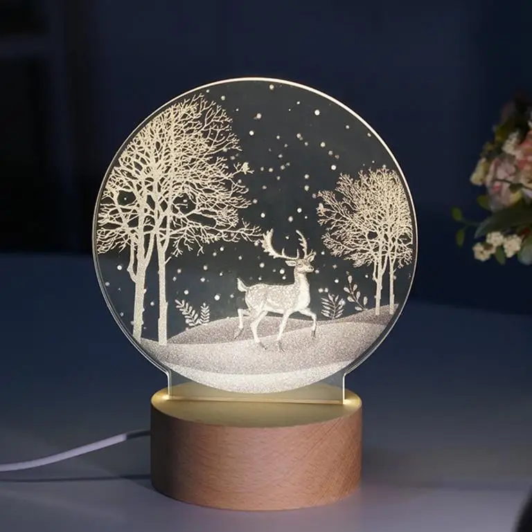 Резьба 3D LED луна лампа ночные светильники USB Рождественская атмосфера настольные