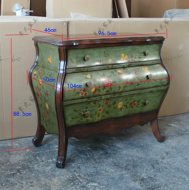 New classical european-style hand-painted porch three cabinet rural American postmodern furniture hall to receive ark side