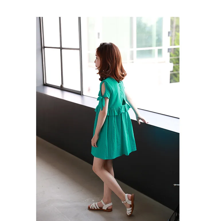 ruffles patchwork little big girl dresses cotton summer 2018 green princess mini kids dresses designs Children Boutique Clothes 5 6 7 8 9 10 11 12 13 14 15 years teenage girls 4 year baby girl dresses  15 years girl dresses (11)