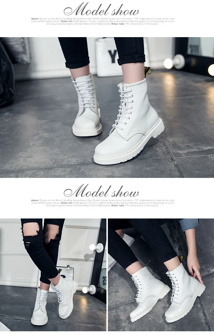 SWONCO martin boots women shoes genuine leather high top white sneakers platform ankle boots for women platform boot 41 44