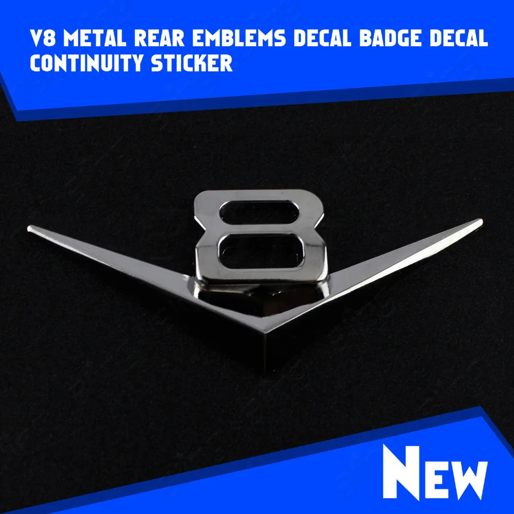 Car Decoration Auto Car V8 Chrome Silver Logo 3D Car Decals Adhesive