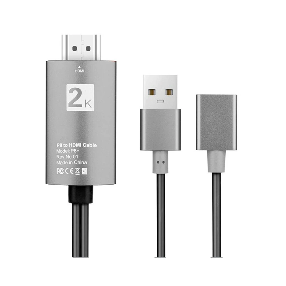 2 м 1080P 2 в 1 USB к HDMI HD ТВ кабель конвертер мобильный телефон к HDMI ТВ Кабель-адаптер для iPhone iPad IOS 8,0 Android телефон