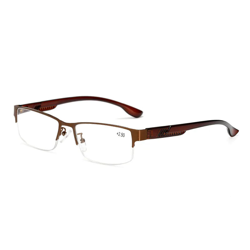 100+ 150+ 200+ 250+ 300+ 350+ 400 модные деловые мужские стальные очки с полуоправой, очки для чтения, диоптрийные очки для дальнозоркости