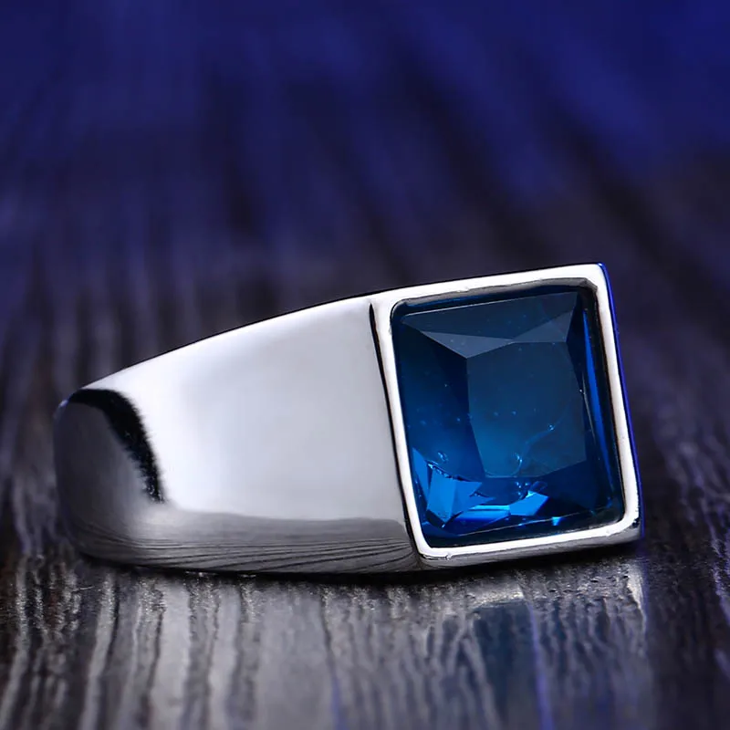 BEIER new store Square Fashion Design Blue and Green Stone Luxury Men's and Women's Rings High quality gift LLBR8-587R