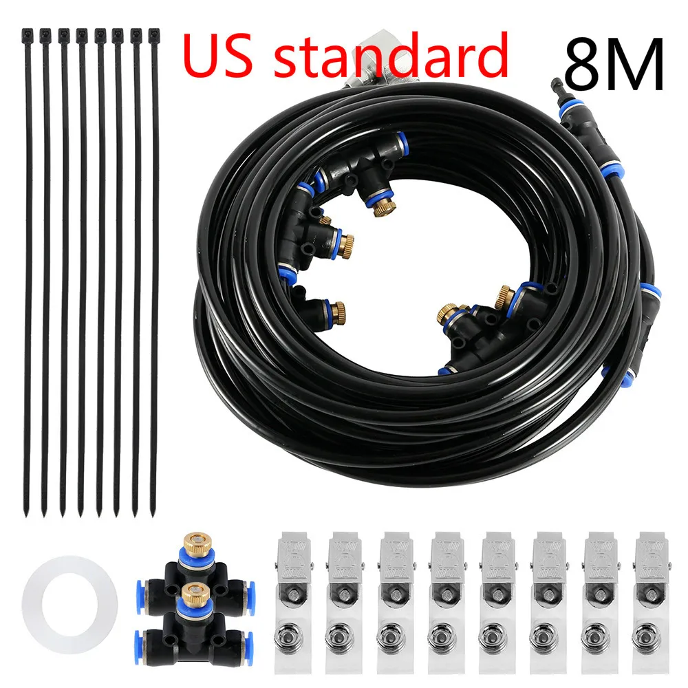 8m Kit (US standard) 8 м/15 м полив оросительная система Комплект Лето запотевание охлаждение открытый сад теплица парк растений разбрызгиватель автоматический спрей - Цвет: 8m Kit (US standard)