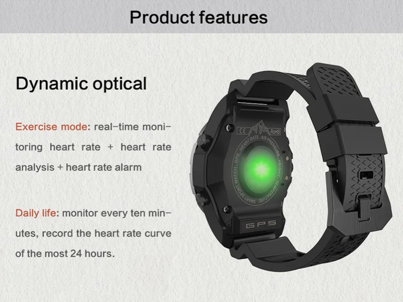 Volemer GPS Outdoor Smart Watch S966 Heart Rate Monitor Multi-sport Compass Cycling Sport Watch Altitude Temperature Wristwatch  (5)