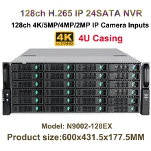 4U 24HDD порты CCTV NVR H.265 128Ch 4 K/5MP/3MP/2MP/960 P 16Ch сигнализация/1080 P воспроизведение Onvif P2P мобильный телефон просмотр сетевой рекордер