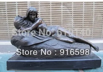 

Western Art BRONZE NYMPH NUDE GIRL CANDLE HOLDER STATUE Base Marble