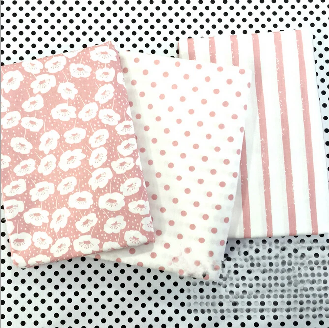 

Pink Dot Stripe 100% Cotton Quilting Fabric for DIY Sewing Patchwork Kids Bedding Bags Tilda Doll Baby Cloth Textiles Fabric