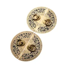 DRELD Chinese Antique Furniture Hardware Brass Round Vintage Pull Handle Knobs for Cabinet Cupboard Wooden Box Furniture Handle yellow brass chinese vintage lion head furniture door pull handle 190 260mm