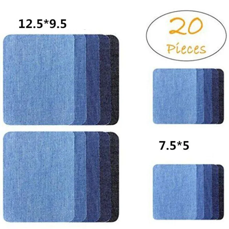 5pcs Denim Patch DIY Iron Denim Shirt Elbow Knee Patch Repair Pants For Denim Clothing And Jeans Clothing Sewing Fabric Sleeves