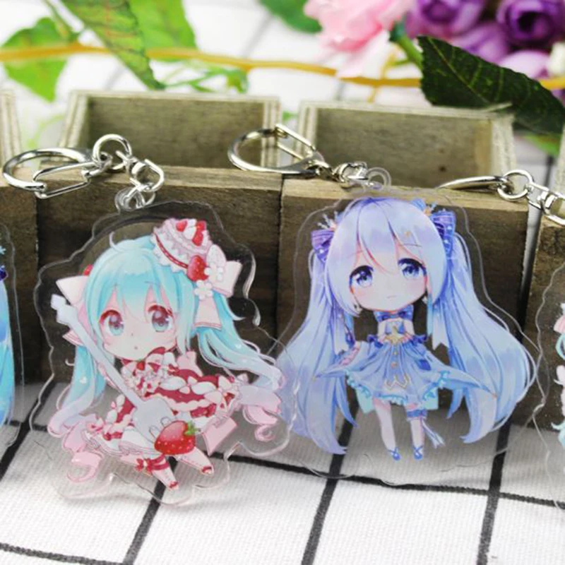 

1 Pc Adorable Hatsune Miku Acrylic Keychain Anime Pendant Car Key Accessories Japanese KeyRing Pendant Figure Toy