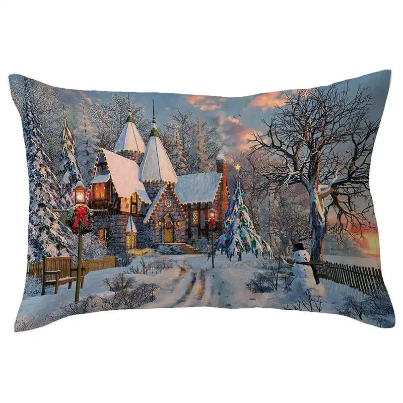 Merry Christmas Linen Pillow Cases Sofa Rectangle Cushion Cover Home Decoration pillow covers decorative velvet 3050cm #2o19 (7)