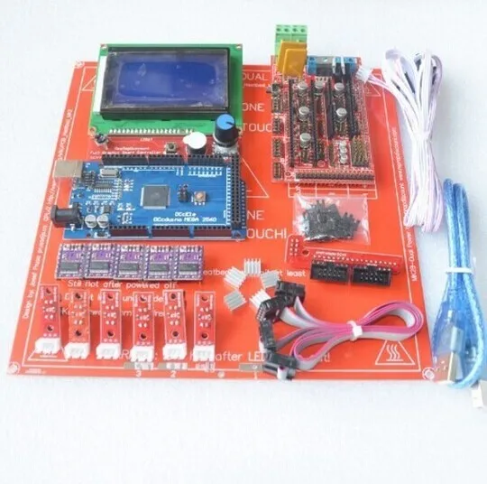 Комплект Reprap Ramps 1 4 с Mega 2560 r3 + Heatbed mk2b 12864 ЖК контроллер DRV8825 стоп кабели для 3D