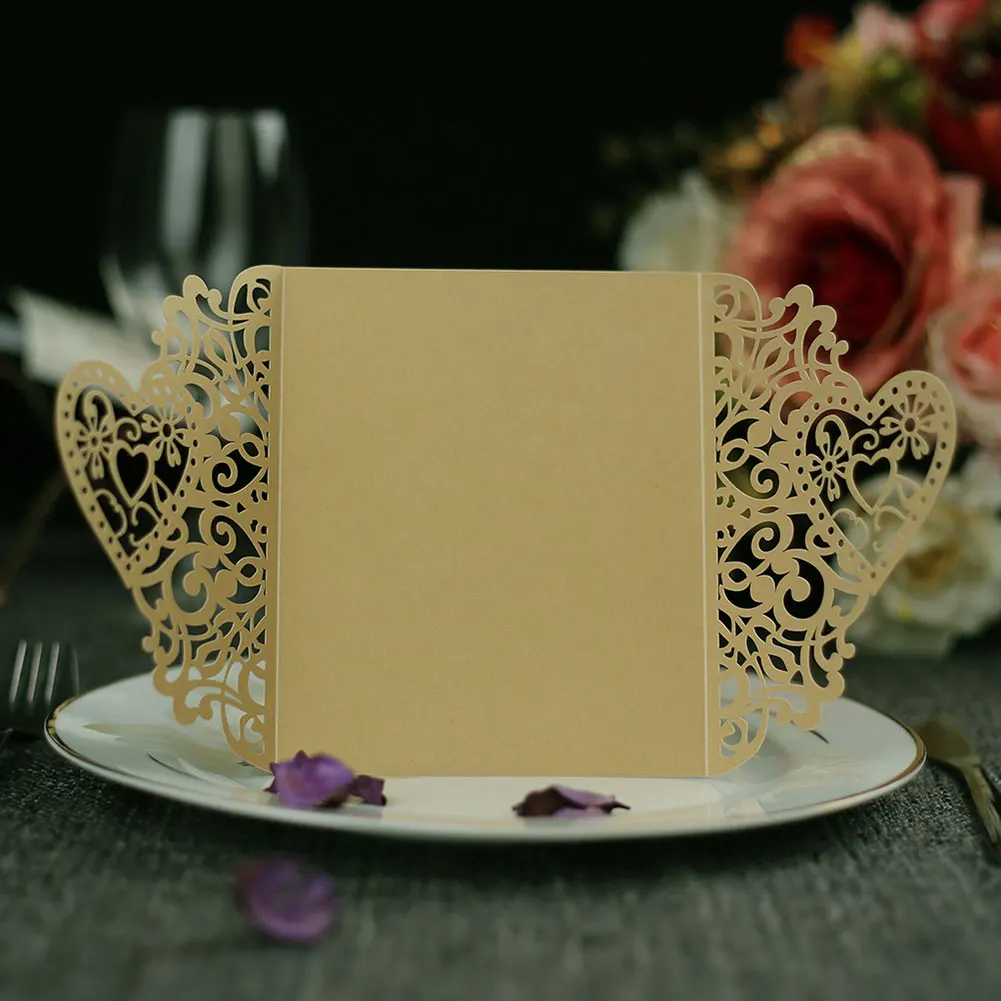  20 Pcs Invitation Cards Paper Hollow European Style for Wedding Business Birthday Party E2S - 4000027155946