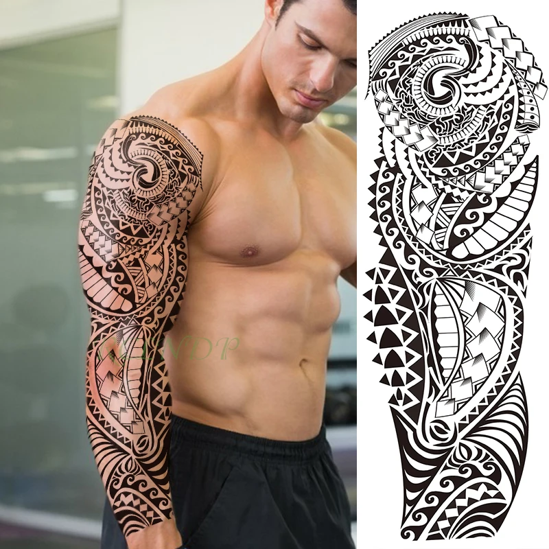 

Waterproof Temporary Tattoo Sticker eye clock bird Pagoda full arm large size fake flash tatoo sleeve tato for men women Group1