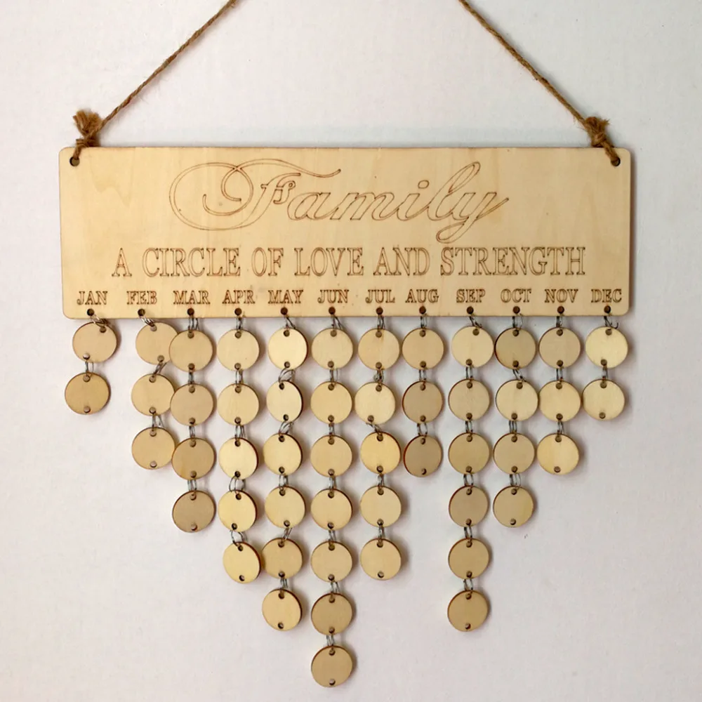 

DIY Wooden Calendar Board Love And Strength Family Friends Birthday Calendar Sign Special Dates Planner Board Hanging Decor Gift