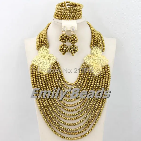 

Trendy Nigerian Wedding African Beads Jewelry Set Crystal 2015 New African Beads Jewelry Set Fashion Gift Free Shipping AEJ489