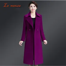 Зимнее женское Шерстяное приталенное пальто в Корейском стиле, элегантная женская одежда, длинное женское пальто, большие размеры