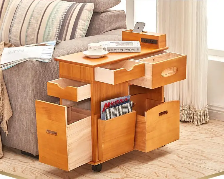

sofa table with a small tea table. Solid wood storage cabinet..16