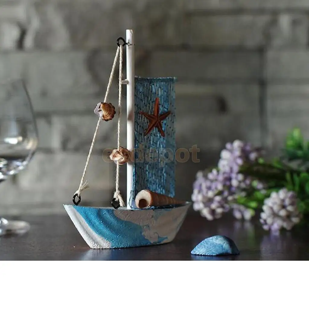 Handcrafted Wooden Nautical Sailing Boat Ornament Home Desktop Decor Christmas Gift