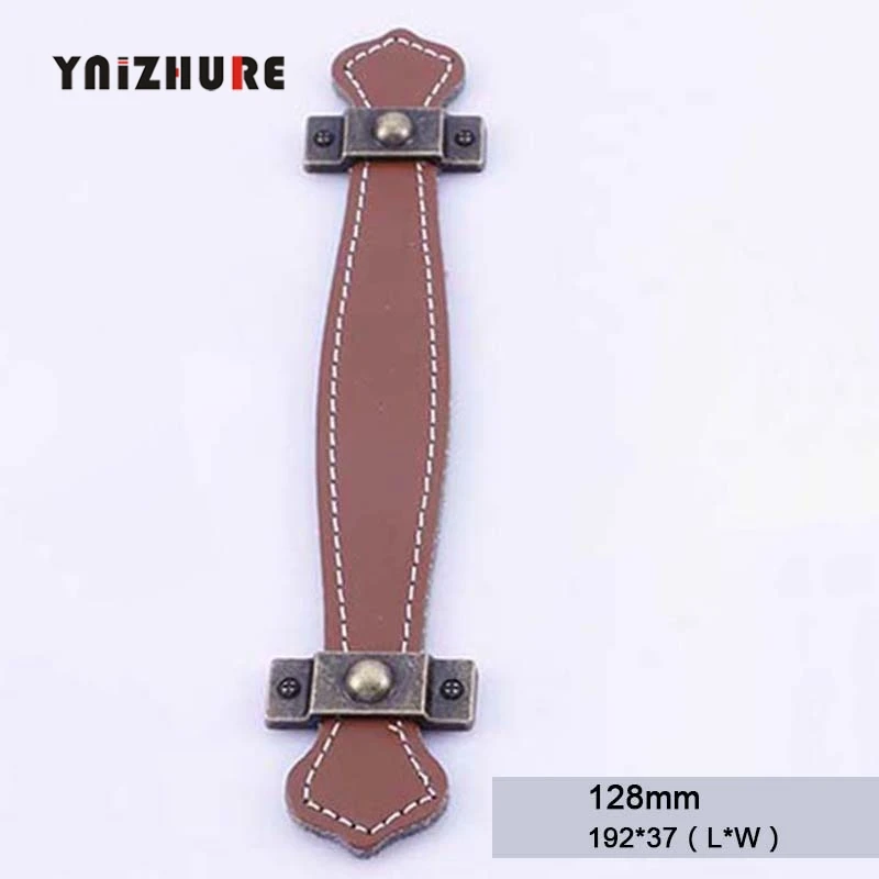 Bronze 128mm hole Современный кожаный ящик ручки для шкафа Дверные ручки простой кухонный шкаф выдвижной комод ручки мебельные ручки Фурнитура - Цвет: Bronze 128mm hole