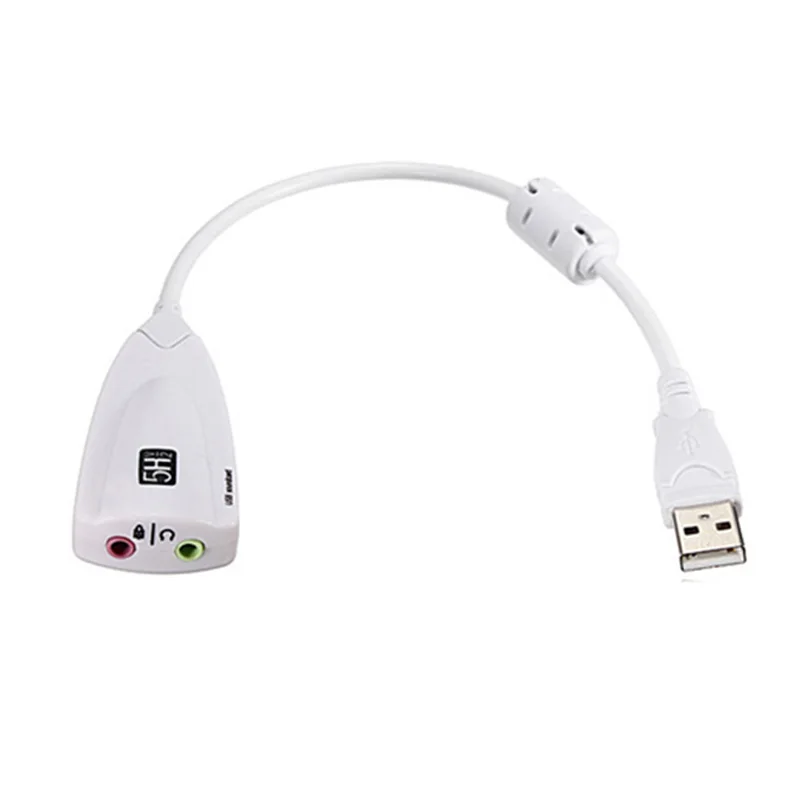 Внешняя звуковая карта USB 2,0 3D виртуальный канал 7,1 адаптер Звуковая карта для ПК Цвет: белый