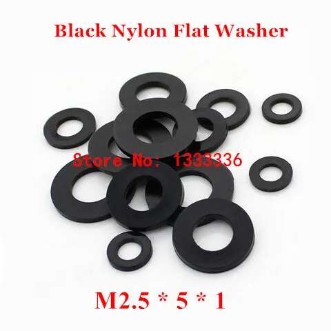 

1000pcs M2.5*5*1 Black Nylon Flat Washer / M2.5 Plastic Insulation Plain Ring Gasket