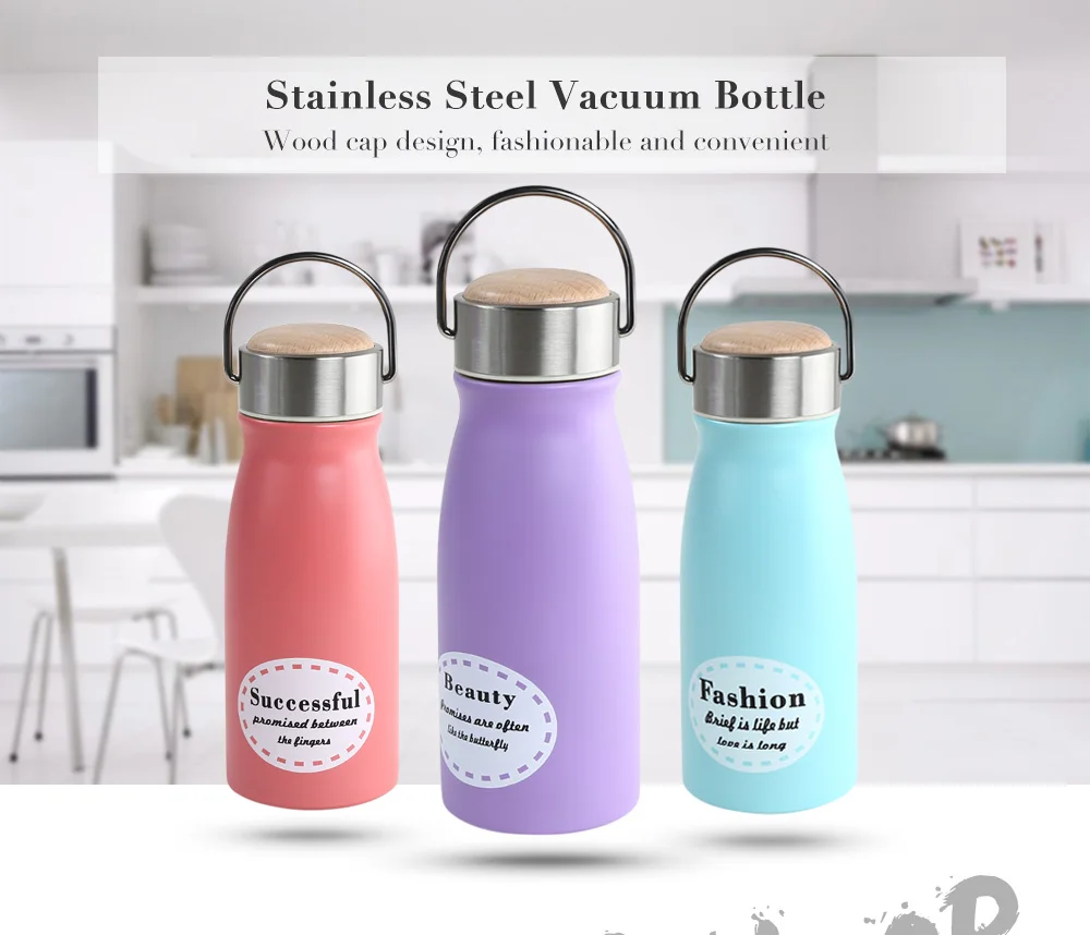300ml Stainless Steel Thermos 3 Colors Water Bottle Home Kitchen Vacuum