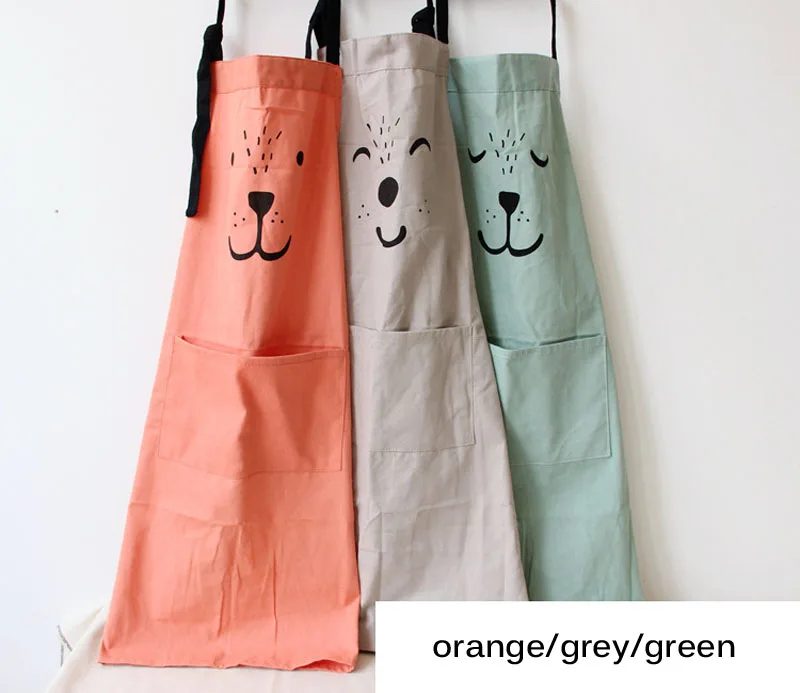 Cartoon Parent-child Cotton Apron Kitchen Anti-fouling Waterproof Baking Painting Work Clothes Women Kids Aprons (13)