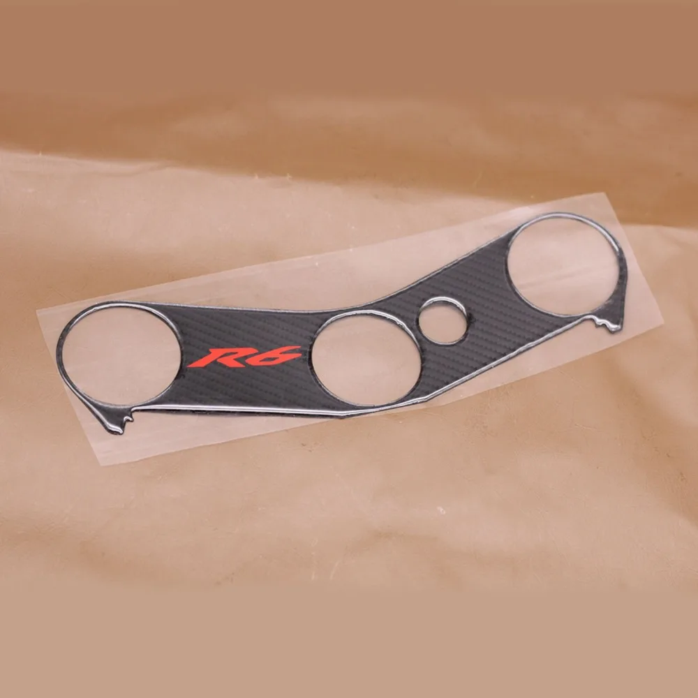 

Motorcycle 3D Red R6 Logo Lowering Triple Tree Front End Upper Top Clamp Carbon Sticker Decal For Yamaha YZF R6 2006 2007