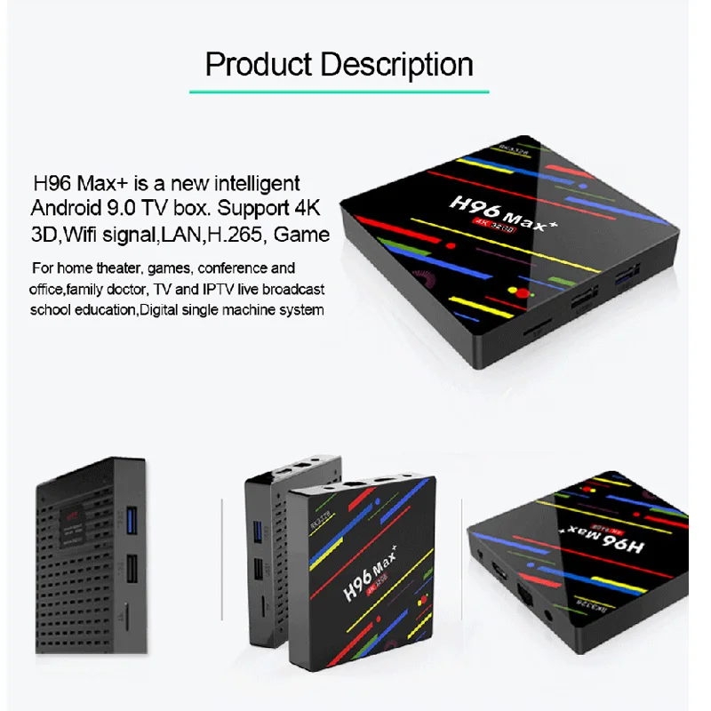 Xgody Android 9 0 H96 max Smart Tv Box2G + 16G 4G 32G DDR3 2 5G Wi Fi Bluetooth 1000 м Поддержка видео Запись Декодер