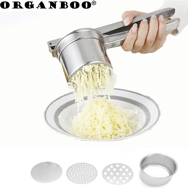 

ORGANBOO 1Set stainless steel potato press pumpkin fruit juice potato masher 3 in1 replaceable use mesh