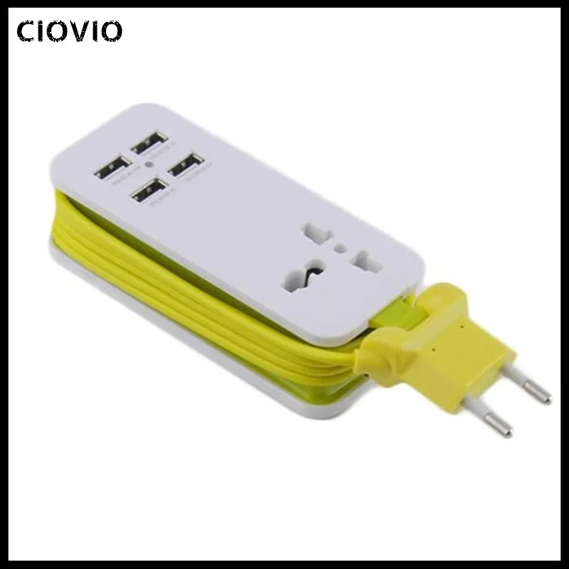 EU Plug USB Power Strip Electrical Socket Surge Protector Extension Sockets USB Smart Mobile Phone W