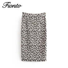 Осенняя трендовая юбка средней длины эластичная Повседневная Свободная леопардовая трикотажная юбка с разрезом чехол для вилок